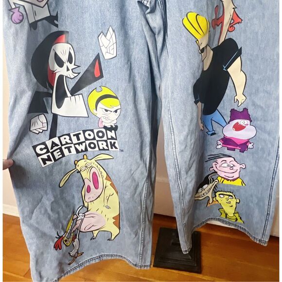 Cartoon Network Character Collage Wide Leg Denim Pants Plus Size - Picture 4 of 6